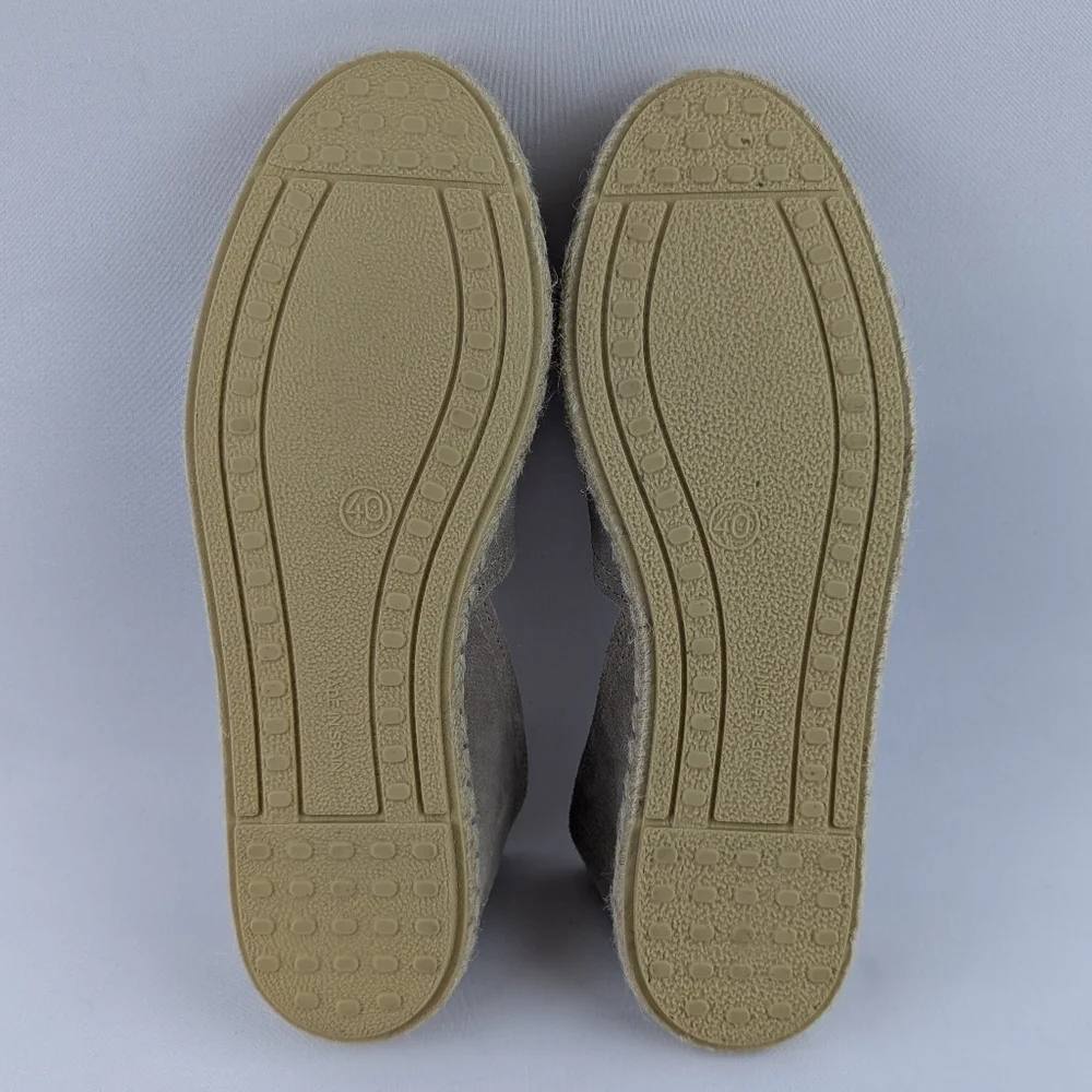 Verbenas Espadrilles Carmen Suede Leather Closed Toe Stone EU40 US 9 NWOB